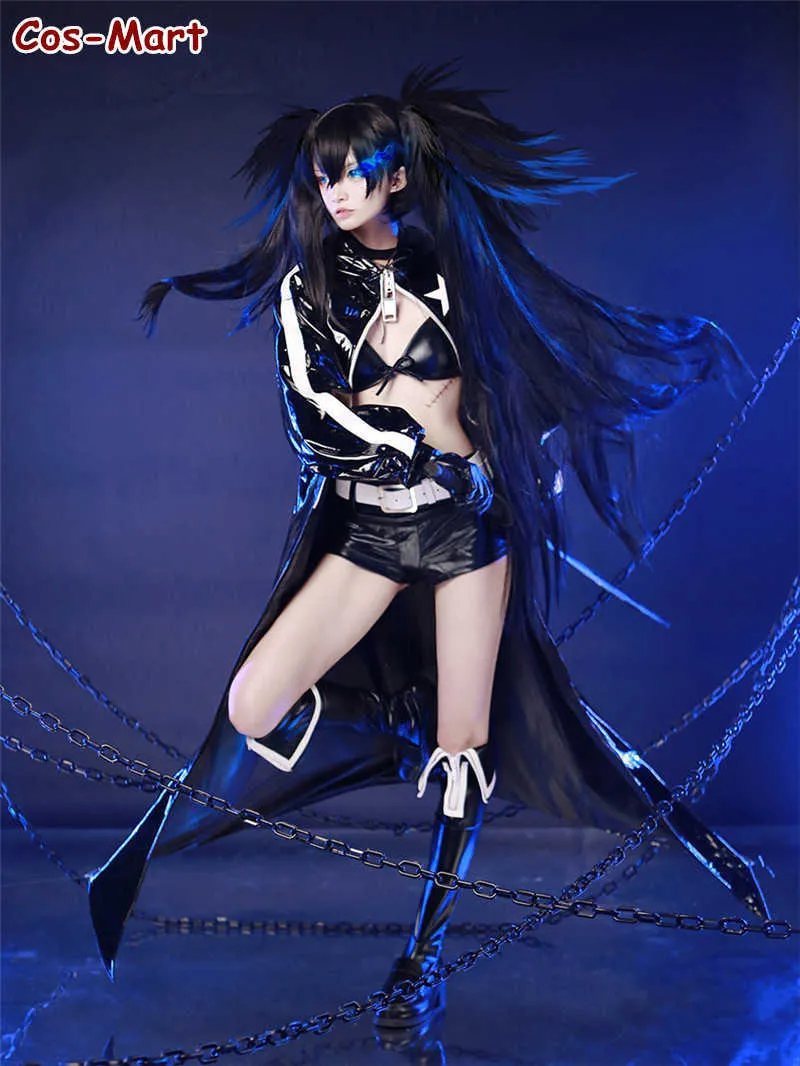 Anime svart rock shooter cosplay kostym mode patent läder kamp enhetlig kvinnlig aktivitet fest rollspel kläder s-xl ny y0913