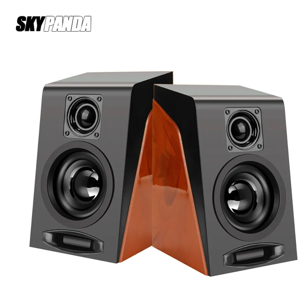 USB Wired Wood Grain Bass Stereo Subwoofer Sound Box Aux Input Computer Speakers Desktop PC-telefoons