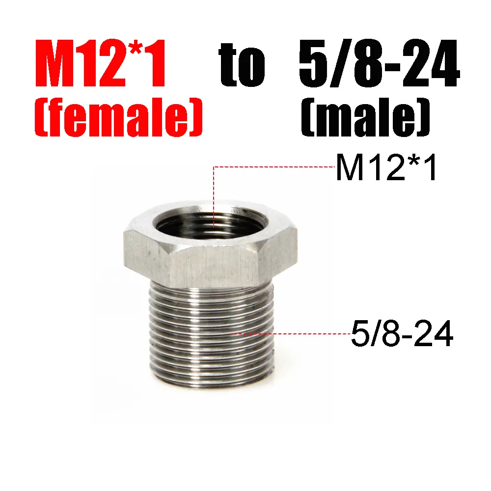 M12*1 Kvinna till 5/8-24 Manlig trådadapter Bränslefilter Rostfritt stål SS Solvent Trap Adapter för NAPA 4003 WIX 24003