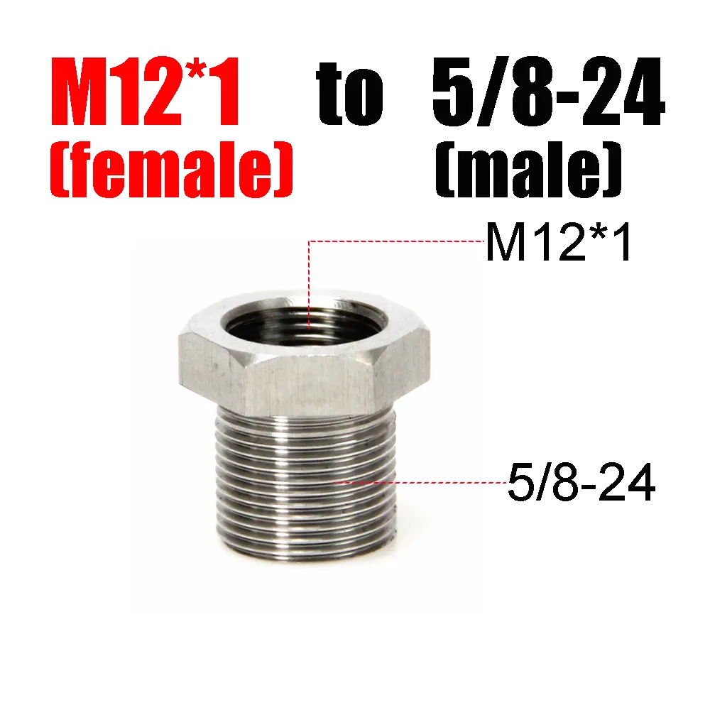 M12 * 1 أنثى إلى 5 / 8-24 ذكر محول الخيط فلتر الوقود الفولاذ المقاوم للصدأ SS محول فخ المذيبات لنابا 4003 Wix 24003