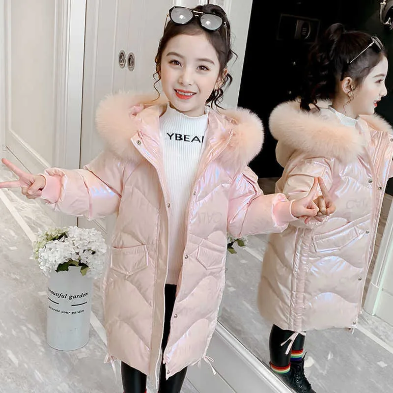 Winter Teens Children Parkas For Girls Down Jackets Kids Thick Cotton Coats Wadded Outerwear Warm Outer Clothing TZ11 H0909