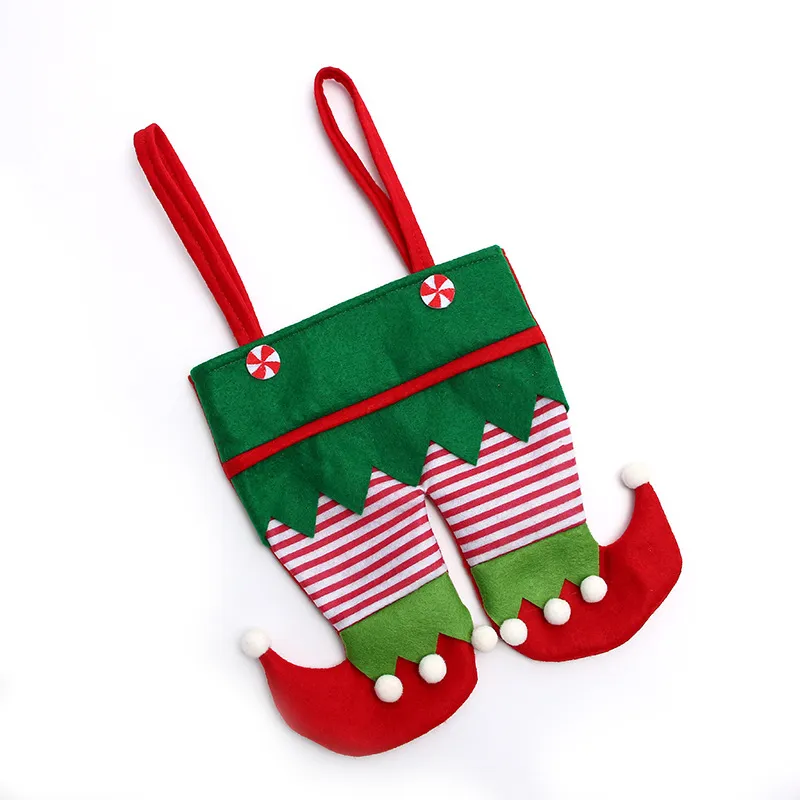 Bolsa de dulces de Navidad Elf Elk Pants Treat Pocket Home Party Regalos Decoración Regalos de Navidad Titulares Festival Accesorios WY1415