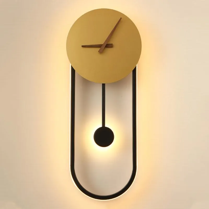 Lampa ścienna Nordic Design Art Deco Clock LED Kinkiet Przemysłowy Loft Korytarz Przejścia Schody Lekkie Light Room Lights