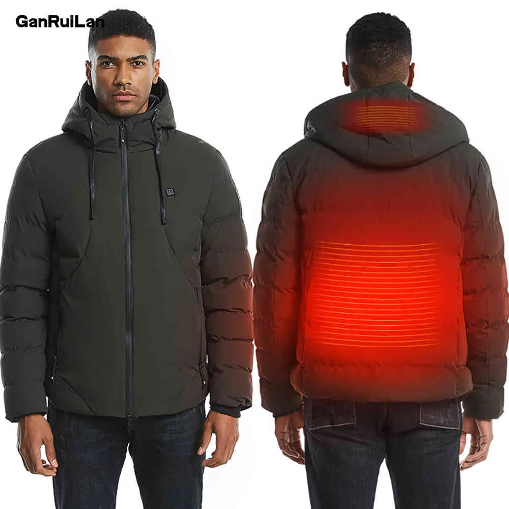 Men Electric Heated Jacket Heating Coat USB Vest Thermal Warm Heated Vest Fishing Winter Jacket Gilet Chauffant B0809 210518