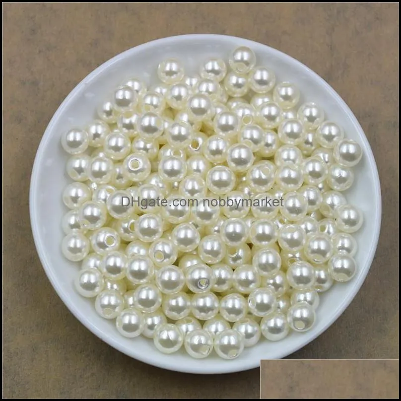 Wholesale 100pcs/lot 6mm Pearl Spacer Beads Craft ABS Plastic Loose Beads Jewelry Making DIY 20 Colors