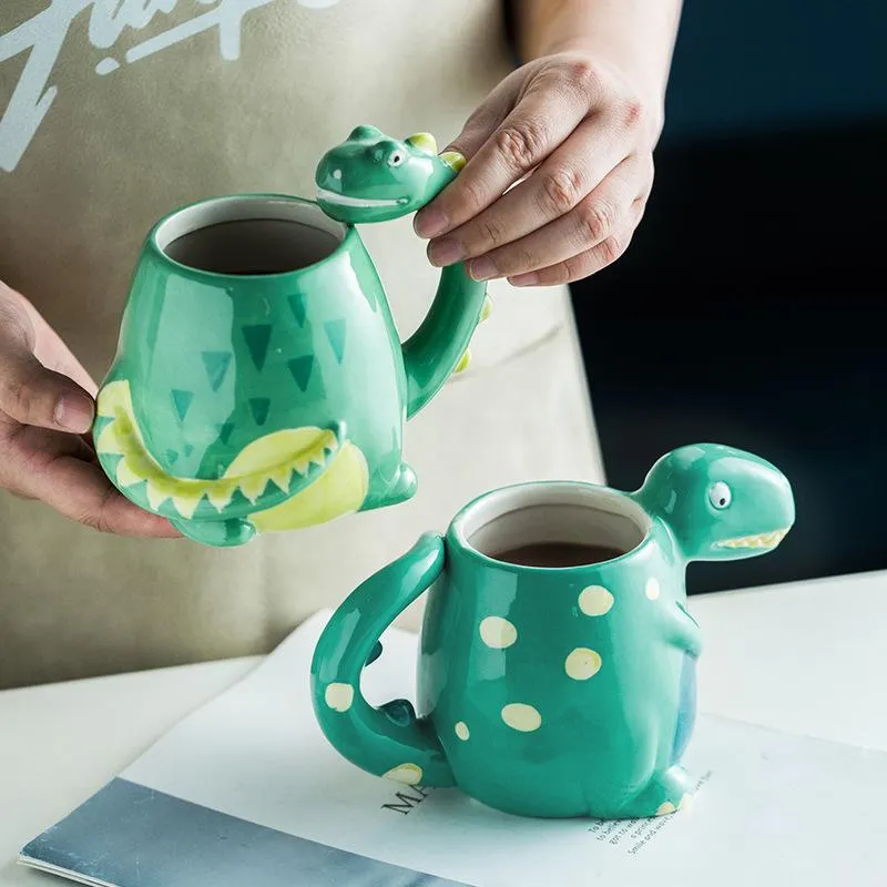 Tasses 540ml dessin animé 3D tyrannosaure brachiosaure sous glaçure tasses en céramique pour enfants enfants cadeau belle grande tasse tasse