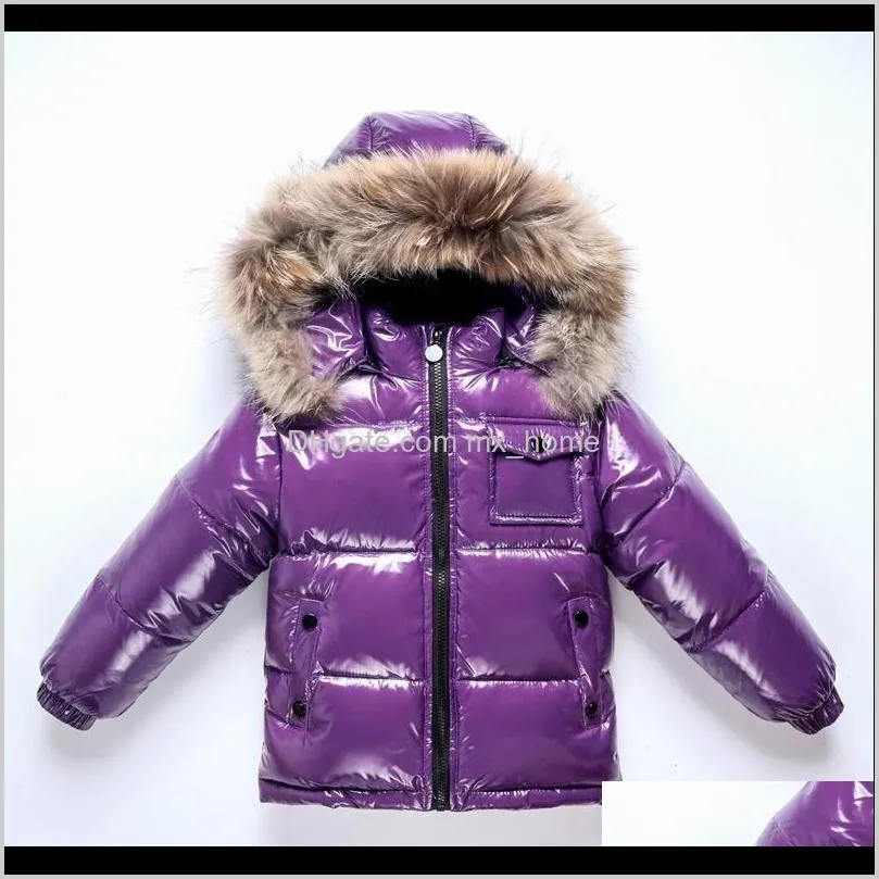 baby kids winter duck down hooded fur coats boys girls children thick waterproof toddler baby warm jackets 201102