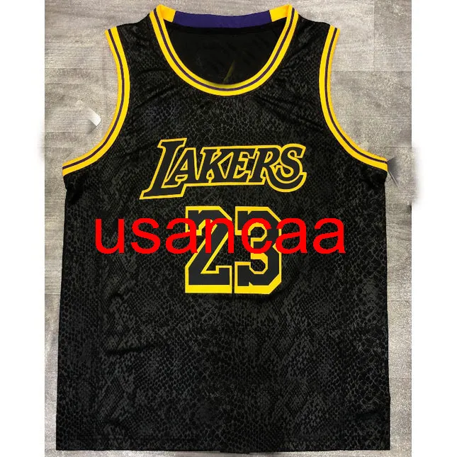 Maglia da basket da uomo 23# JAMES stagione 2021 nera con stampa serpente S, M, L, XL, XXL