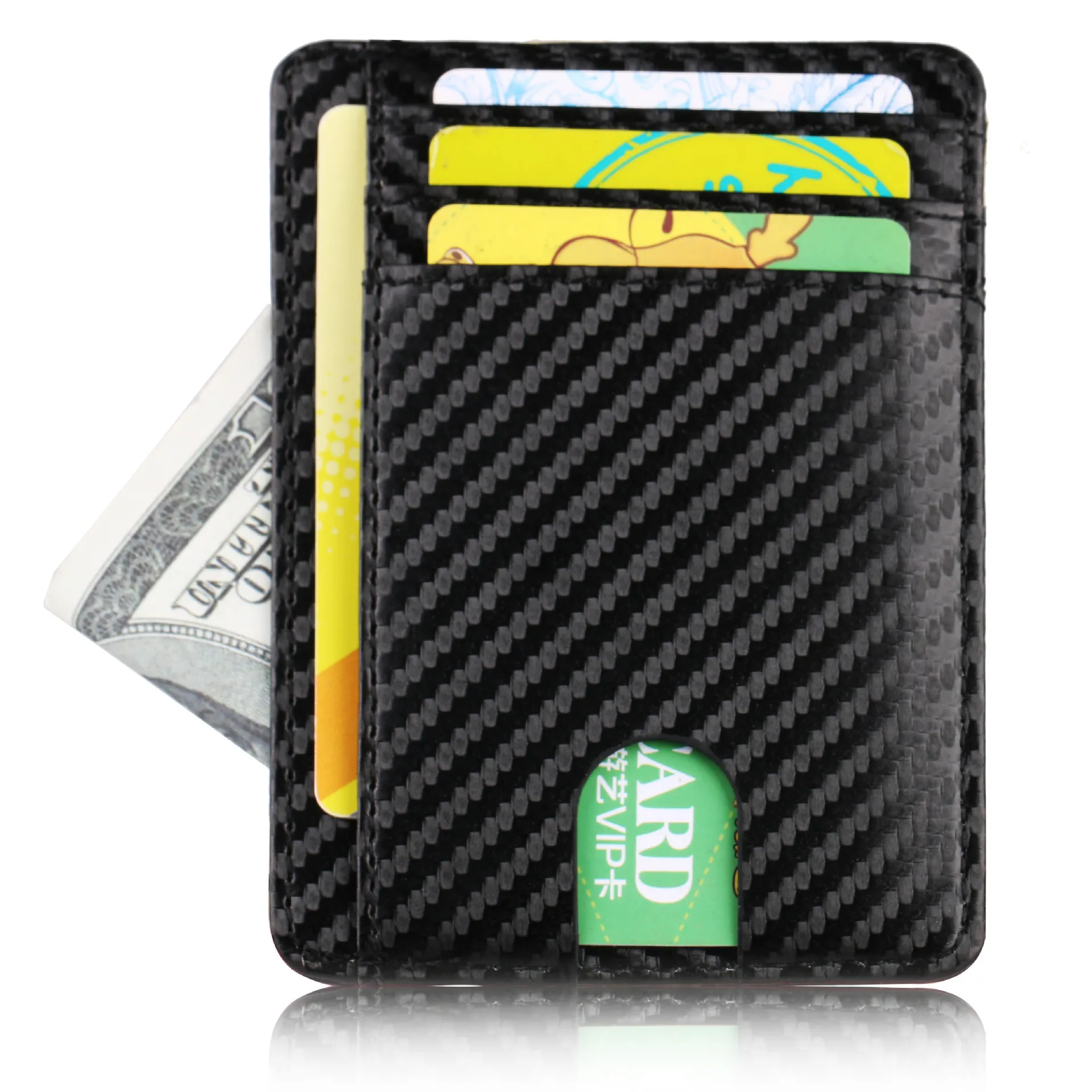 탄소 섬유 패턴 남성 신용 카드 홀더 가죽 은행 카드 지갑 케이스 여성을위한 카드 소지자 보호 지갑