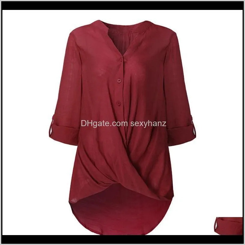 women blouse solid color button long sleeve hem irregular plus size tops womens and blouses bluzka damska women`s & shirts