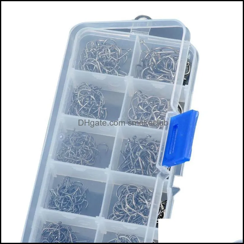 Fishing Accessories 500 Pcs/Lot 3# -12# Tackle Box Carbon Steel Hook Durable Head Hooks With Hole Carp