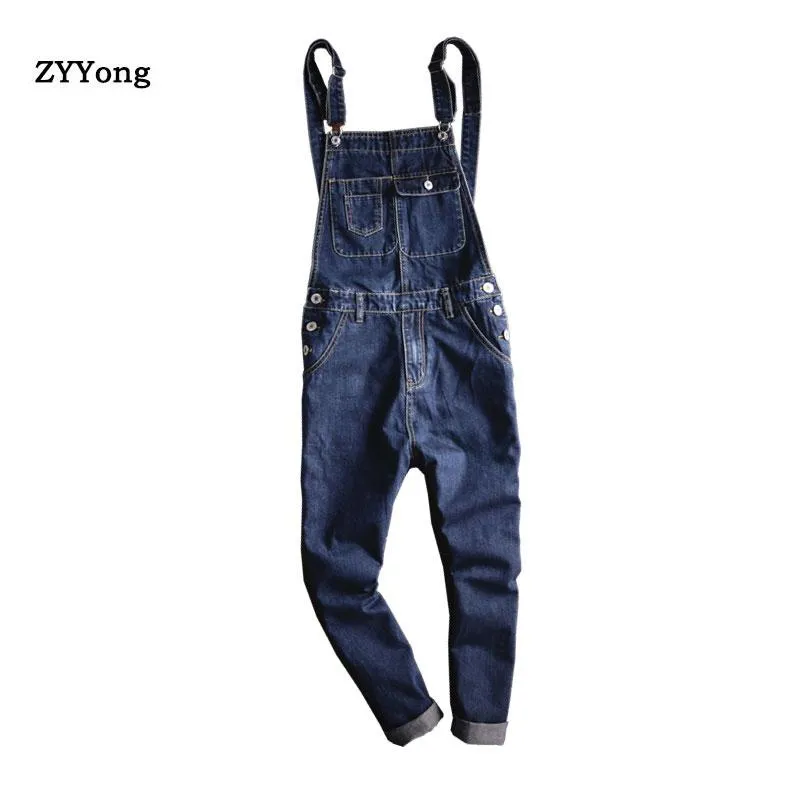 Fashion Men's Jeans Jumpsuits Hi Street Denim Bib Overalls For Man Suspender Pants Size S-5XL