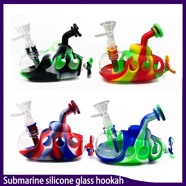 Onderzeeër Siliconen Glas Hookah Bongs Percolators Waterleidingen Shisha Tube Glassets met Glazen Kom Mini Bongs DAB RIGS 0266329-1