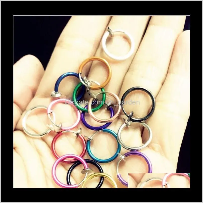 clip on fake nose hoop ring ear septum lip navel earrings body non piercing black jewelry drop shipping christmas ps2589