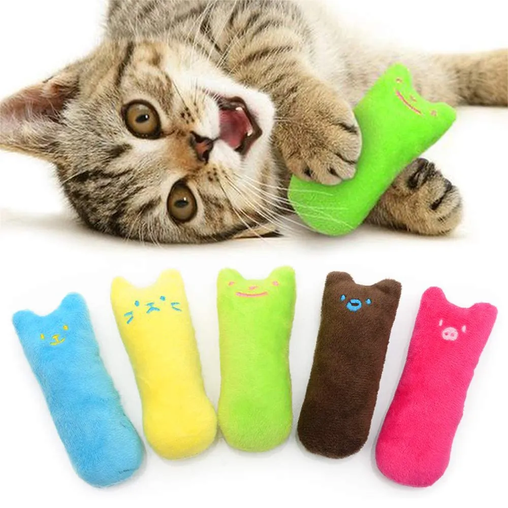 Jouets d'herbe à chat pour chats interactif doux en peluche chat jouet à mâcher oreiller de chat pour le nettoyage des dents de chaton jouer soulager l'anxiété