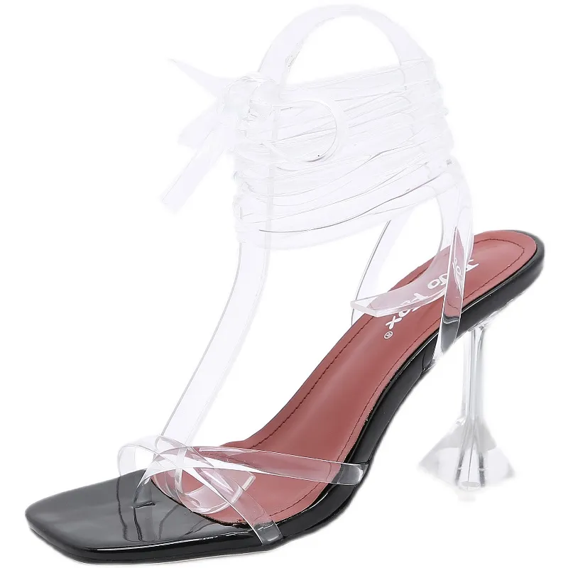 Mode PVC sandales designer été femmes plate-forme talons hauts 9.5 cm belles chaussures qualité élégante chaussure de mariage