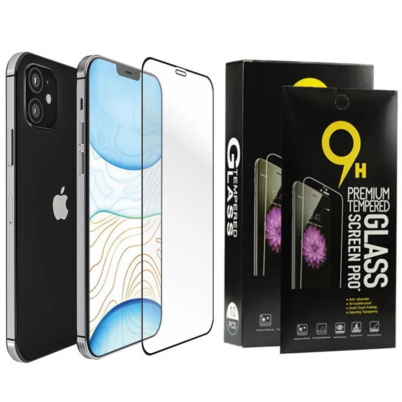 9D gehard glas volledige dekking schermbeschermer voor iPhone 14 13 12 11 Pro Max XS XR X 8 Samsung S20 FE S21 Plus A12 A02S A32 A42 A52 A72 5G