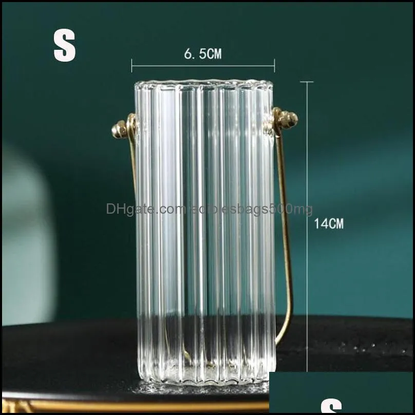 Vases Portable Glass Vase Crystal Flower Clear Home Decor Room Pot Modern Hydroponic Plants Wedding Decoration