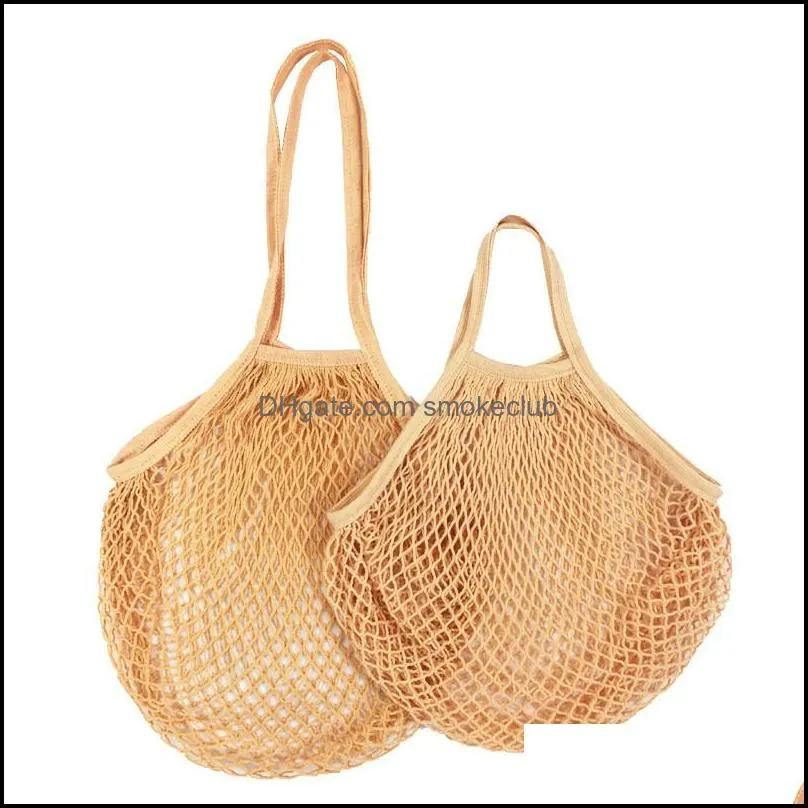 NEWcotton mesh bag reusable shopping grocery bag long short handle mesh cotton vegetable and fruit hanging tote CCD8007