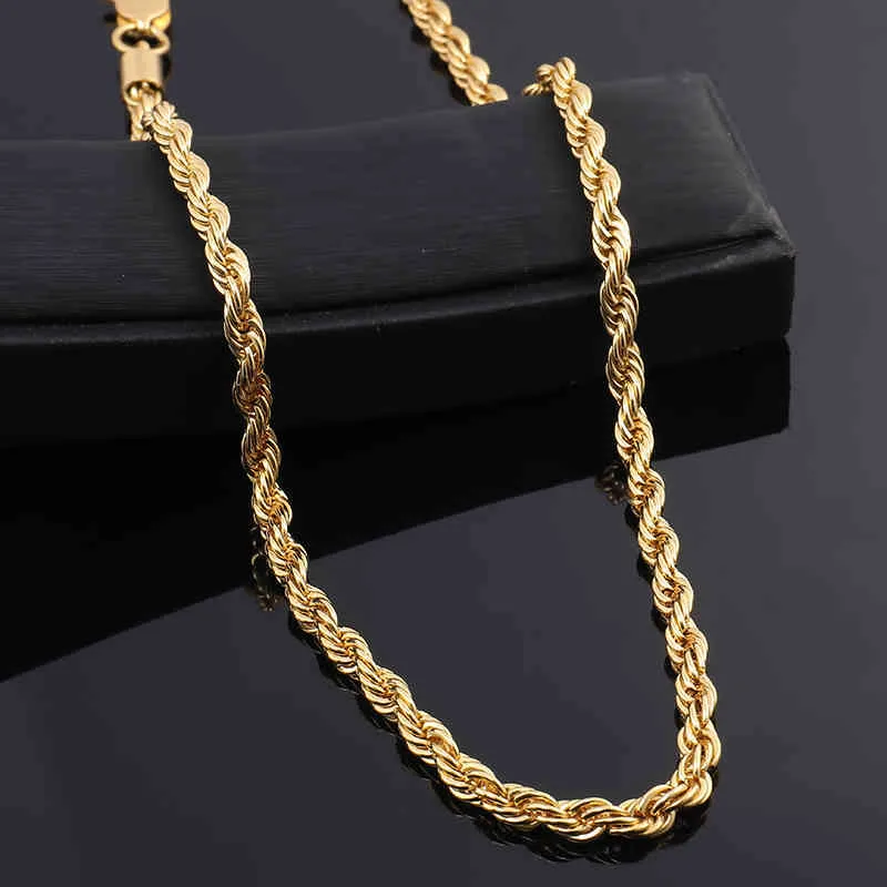 Hiphop Smycken Solid 18K Gul Guld Rose Gold Fyllda Mäns 1,15mm 1.45mm 18inch Diamant Cut Rope Chain Halsband
