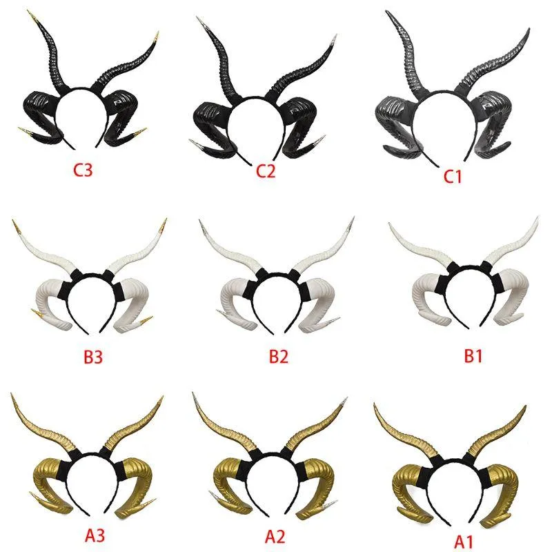 Andere Event Party Supplies Gothic Punk Frauen Antilope Schaf Horn Stirnband Wald Tier Cosplay Haarreifen Halloween Maskerade Teufel Kostüm