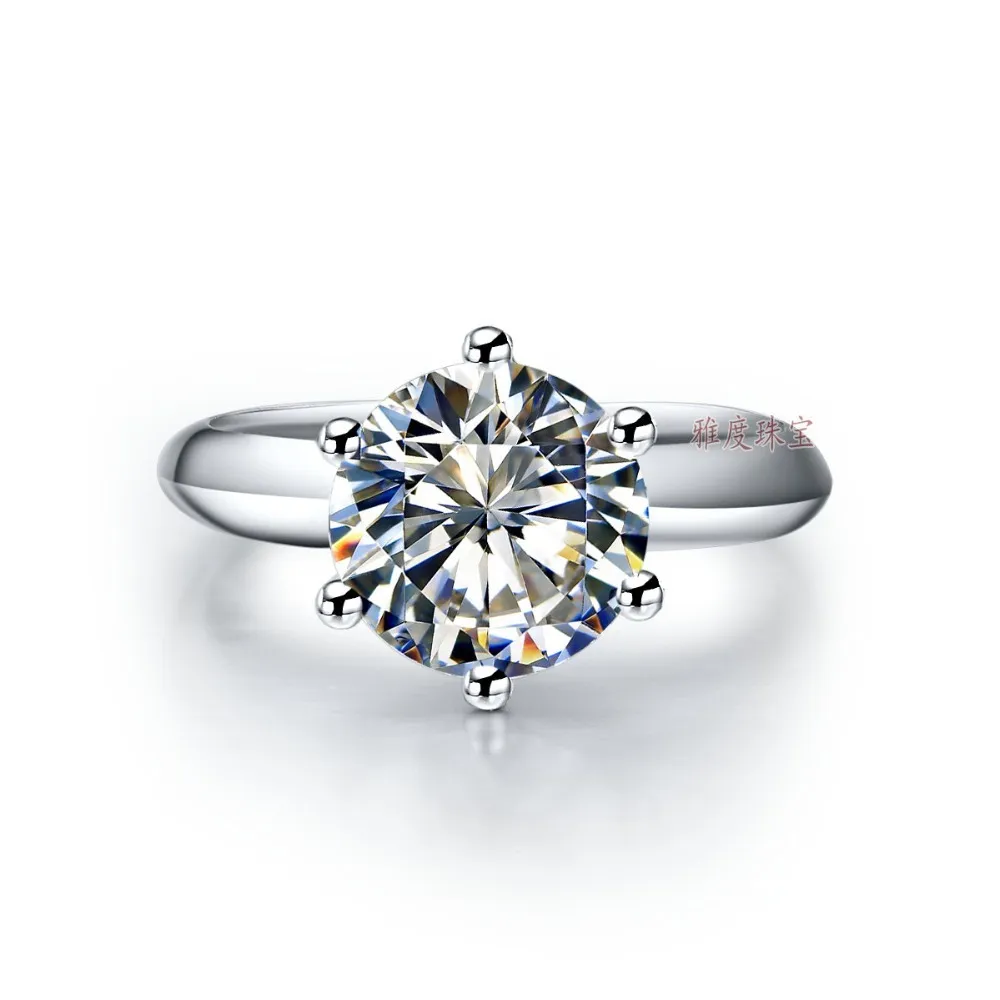 순수한 흰색 14K AU585 6 PRONGS 정품 2CT D 컬러 Moissanite Solitaire 럭셔리 여성 골드 반지