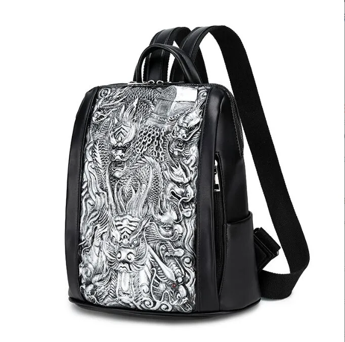 3D Embossed Skull Backpack bags Men Women unique Originality man Bag rivet personality Cool Rock Laptop Schoolbag