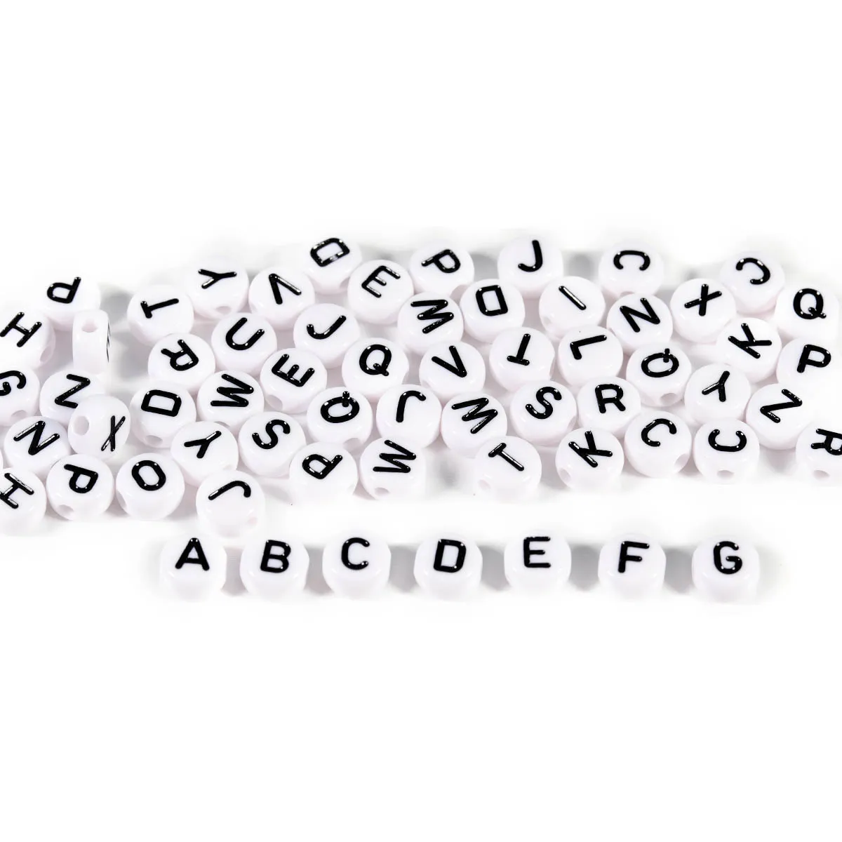 500pcs/lot Dia.7mm Spacer Charm Beads Black White Acrylic Letter Bead A-Z Alphabet 1.4mm hole For Diy Bracelet Necklace Making