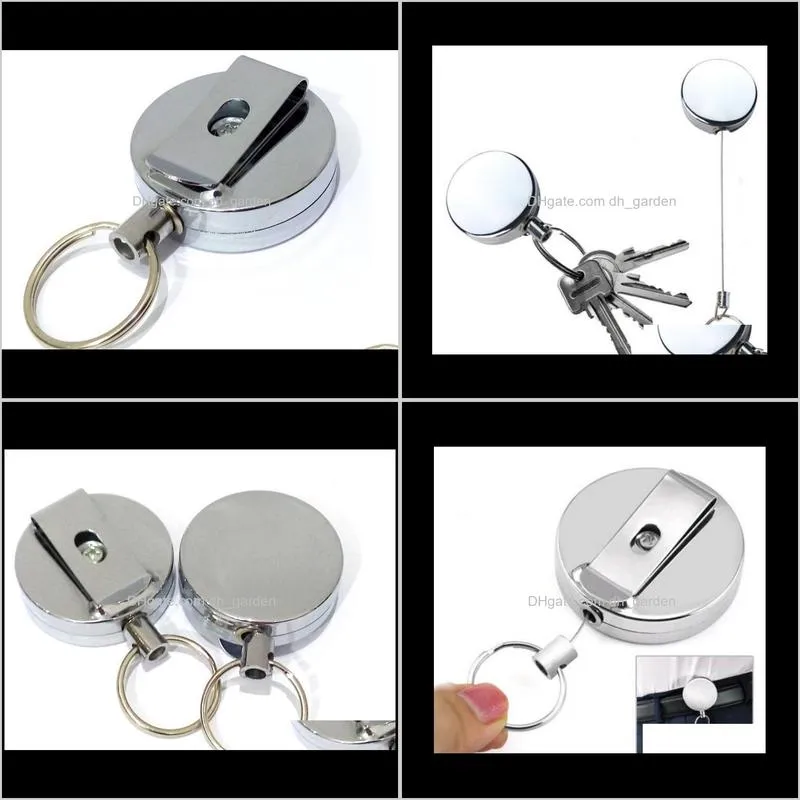 100pcs/lot fast shipping metal 60cm long retractable reel bus credit id card holder keyring keychain gift sn1354