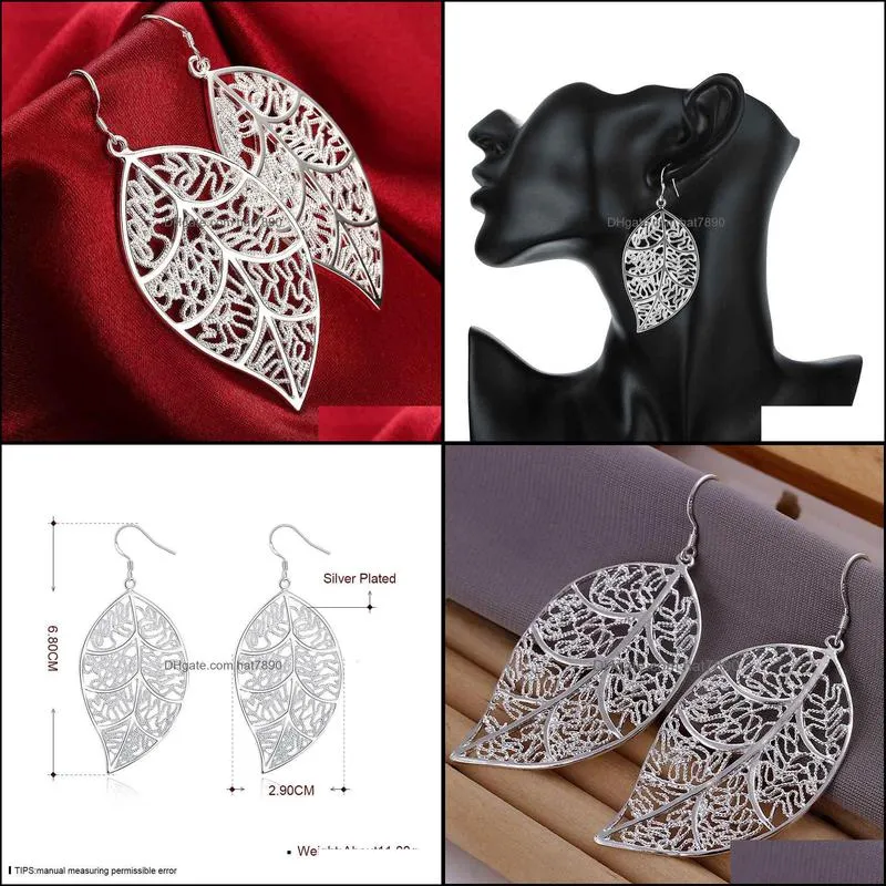 925 jewelry Wholesale silver plated earing, silver plated fashion jewelry, Fashion Leaf earring For Women SMTE128