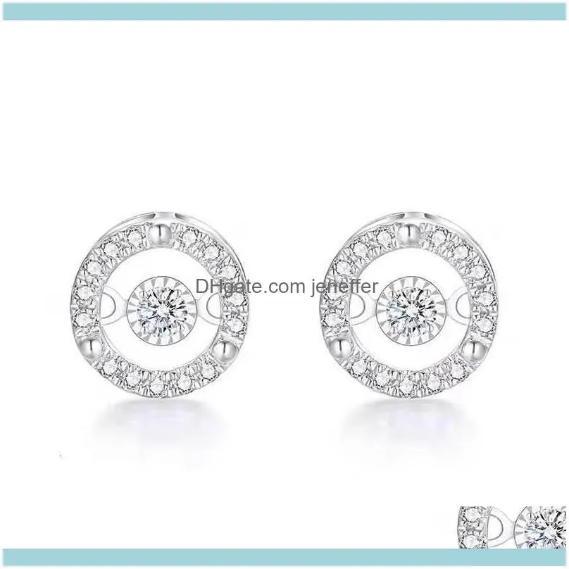 Sterling Silver Korean women`s smart S925 Swiss carat diamond Earrings simple temperament jewelry