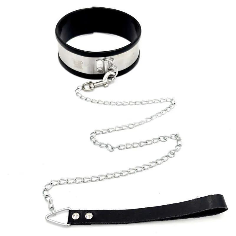 Hals Bondage Rvs Slave Dog Collar met metalen kettingriem Volwassen Games BDSM-beperkingen Harnas Sexy Speelgoed Voor Paren