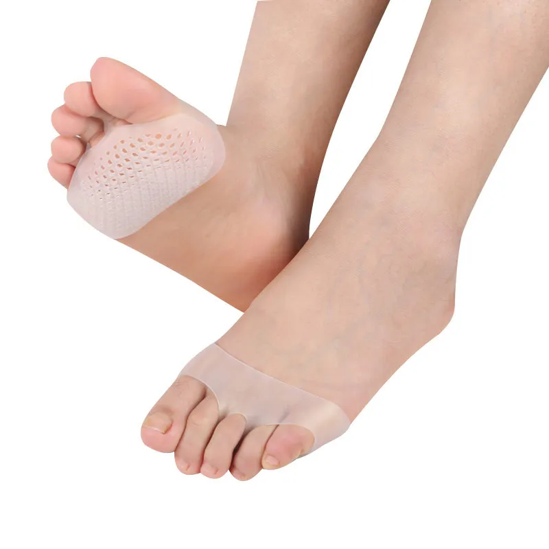 Cuidado de los pies Almohadillas de gel de silicona suave y transpirable para los dedos de los pies Almohadilla metatarsiana antideslizante para el talón alto 3 colores en stock