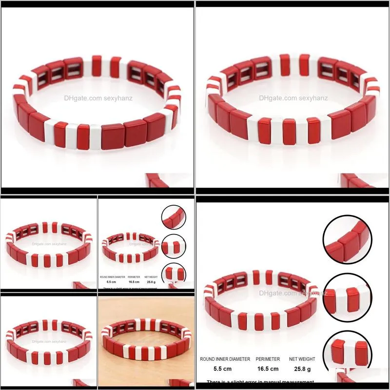 shinus trendy bracelet for women enamel tile beads bracelets bangles jewelry friendship pulseiras mujer moda 2020 gift for her