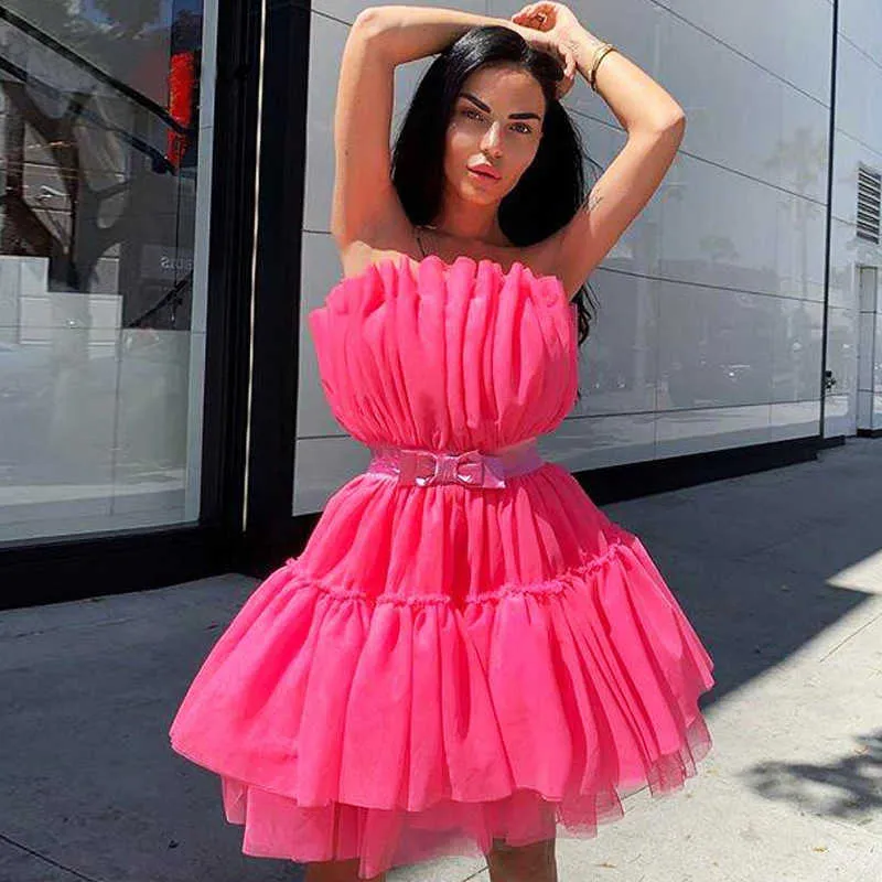 Off Shoulder Mesh 2024 Summer Tutu Dress For Women Strapless Lolita Pleated Tulle Date Ball Gown Dress From Yanqin03 29.57 In Bulk DHgate.Com
