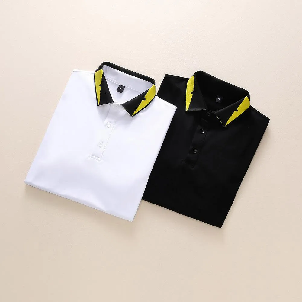 Herren Polos klassische Buchstaben Stickerei Streifen Muster Luxus hochwertige Mode Top Herren Poloshirt schwarz und weiß beiläufig kurzarm