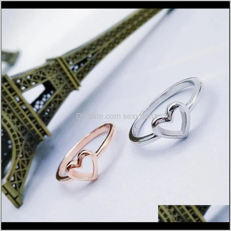 wholesale simple alloy heart shape rings ol style golden silver fingers rings women fashion jewelry band rings gifts