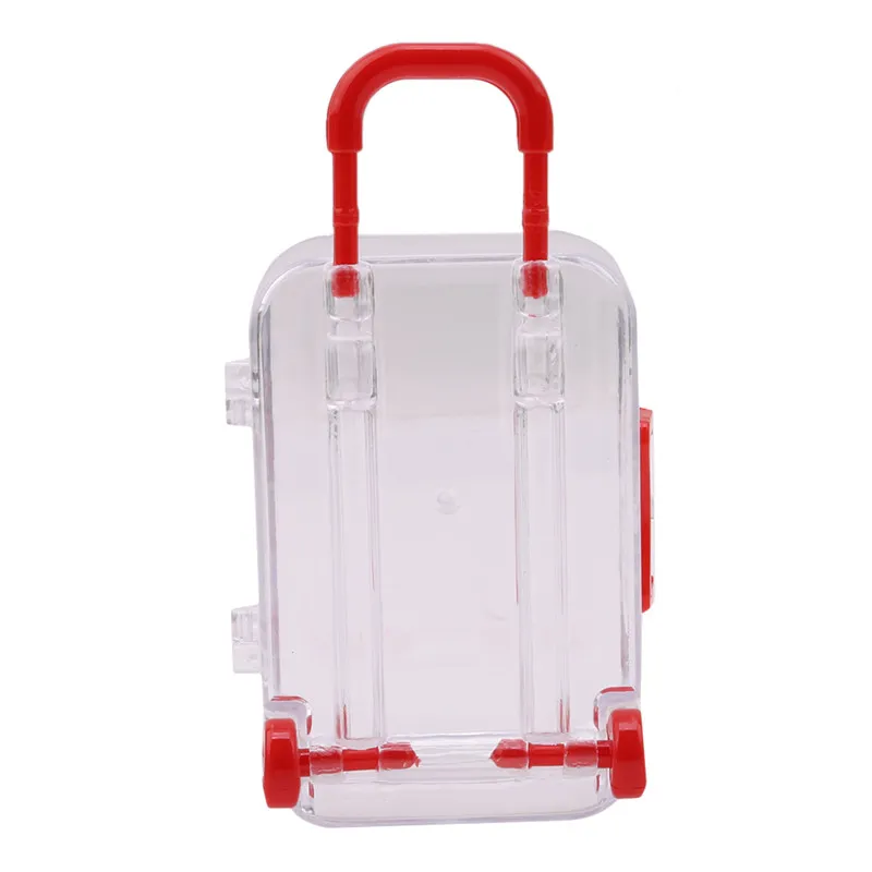 2021 Transparent Mini Rolling Travel Suitcase Candy Box Baby Shower Wedding Favors Party Table Decoration Supplies Gifts