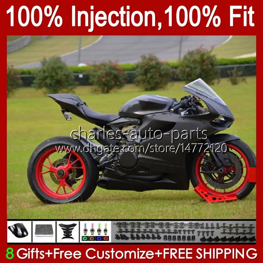 Ducati Panigale için OEM Vücut 899-1199 Düz Siyah 899R 1199R 12-16 Kaporta 44no.110 899s 1199s 2012 2013 2014 2015 2015 899 1199 S R 12 13 14 15 16 Enjeksiyon Kalıp Peri