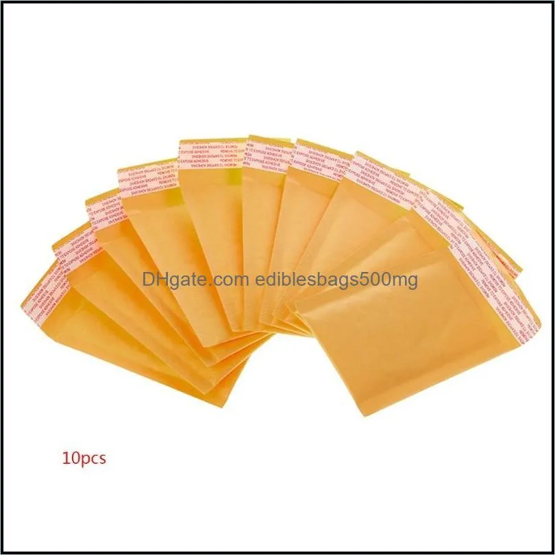 Gift Wrap 10 Pcs Kraft Bubble Mailers Yellow Padded Mailing Bags Paper Envelopes1
