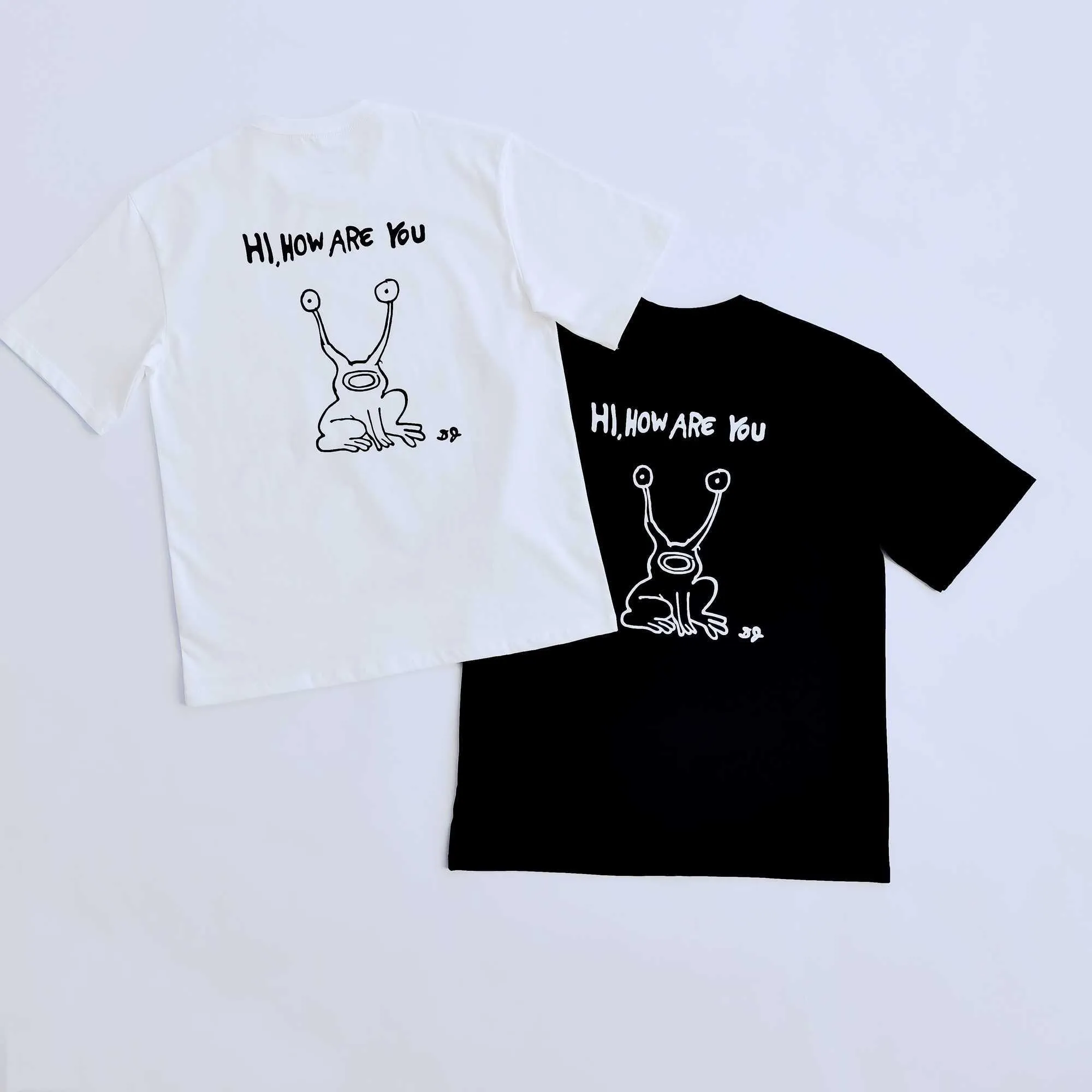 Homens camisetas Oamc x Daniel Johnston Coleção Alien Râ Manga Curta T-shirt Kurt Cobain