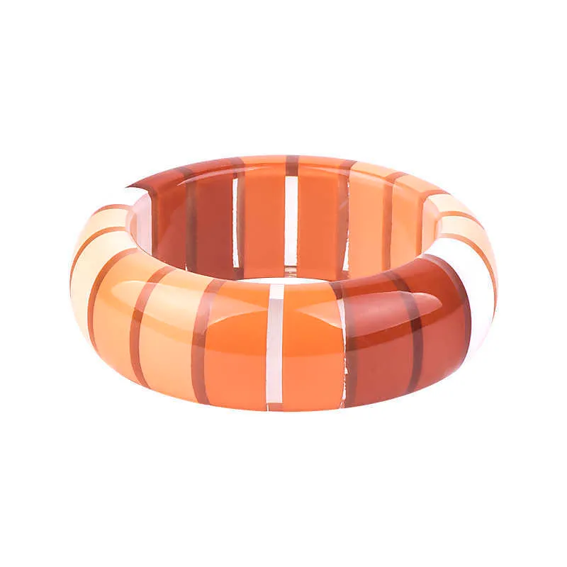 Guanlong Mode Gradient Stripe Flexible Réglable Résine Acrylique Rond À La Main Bracelets Bracelets pour Dames Fille Cadeau Bijoux Q0719