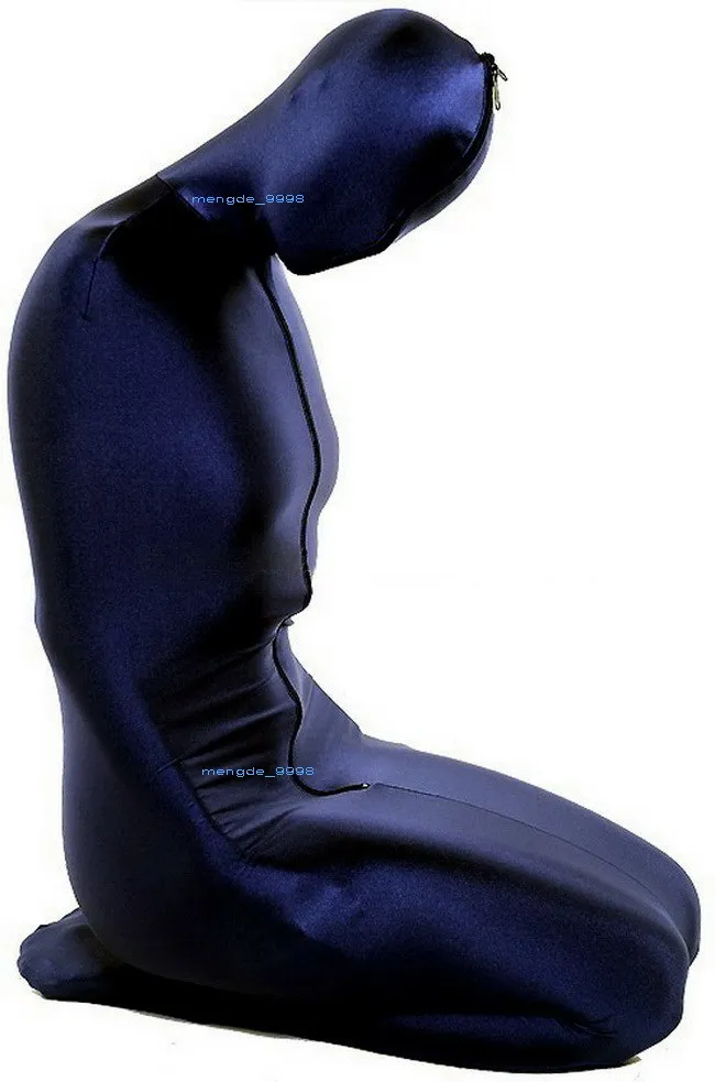 Unisex Sleeping Bag Outfit Dark Blue Lycra Spandex Mummy Costumes Sexy Men Women Body Bags Sleepsacks Catsuit Costume Halloween Pa244Q