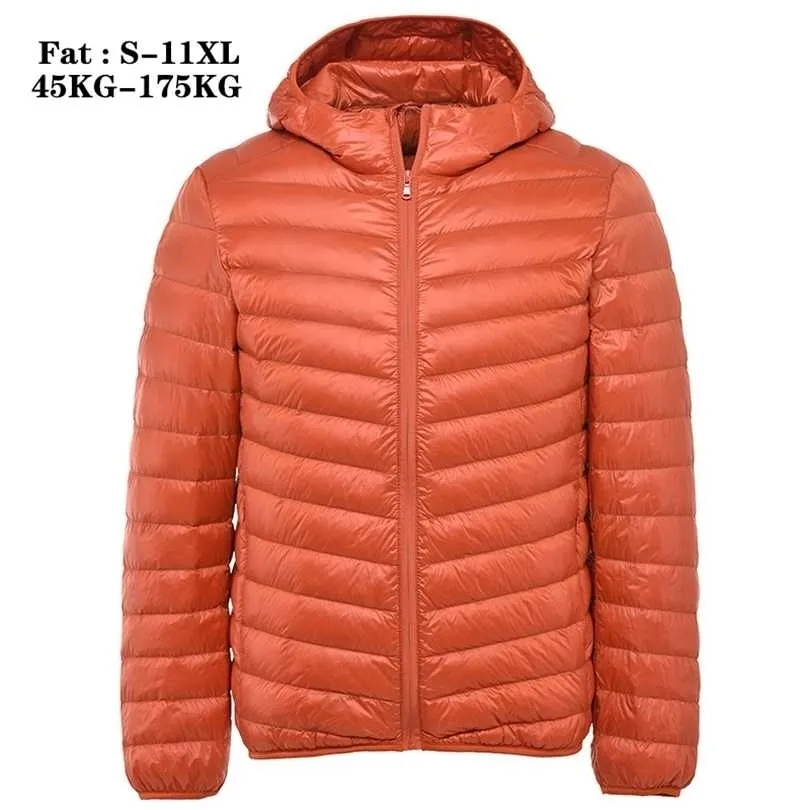 Over Size 11XL 5XL 8XL Men for Coats 's Down Jacket Ultra Light Windbreaker Feather Parka 211214