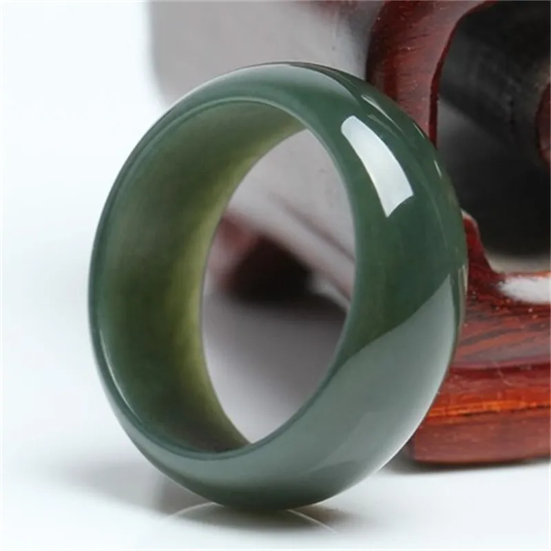 100% natural hetian black green ite male and female gift rings brand men women real jade