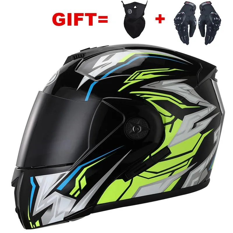 Casques de moto rabattables unisexe course modulaire Double visières casque de moto double lentille visage complet sans danger pour les adultes