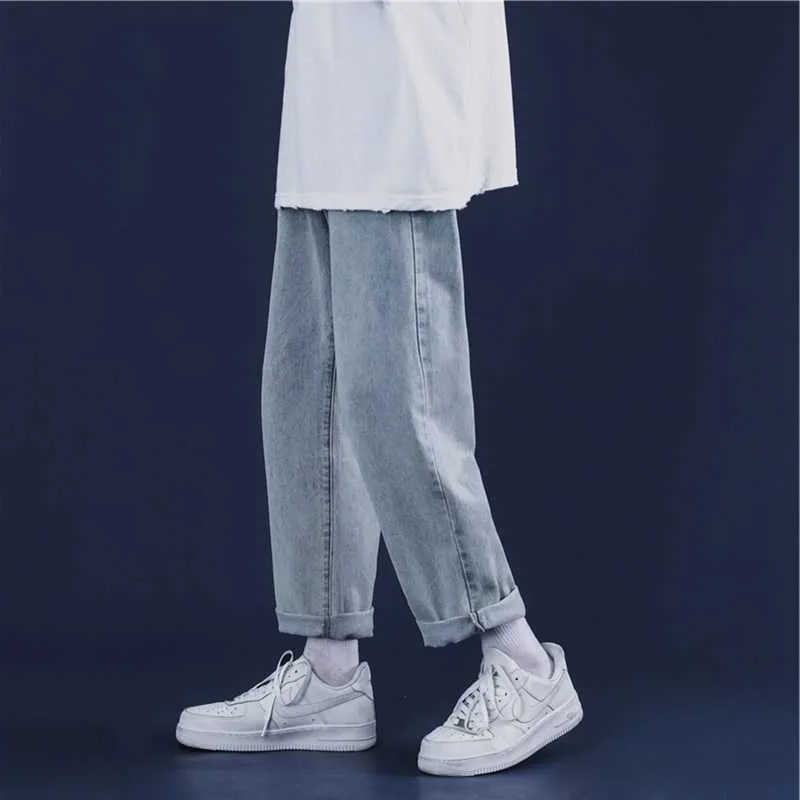 Mężczyźni Dżinsy Moda Męskie Streetwear Hip Hop Oversized Proste Spodnie Cargo Męskie Koreańskie Spodnie Dżinsowe Kombinezony 210527