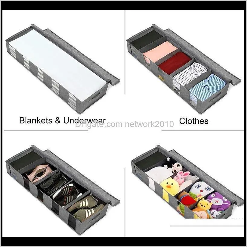 under bed clothes dustproof storage bag large capacity folding wardrobe clothes socks bra storage box non-woven fabric container