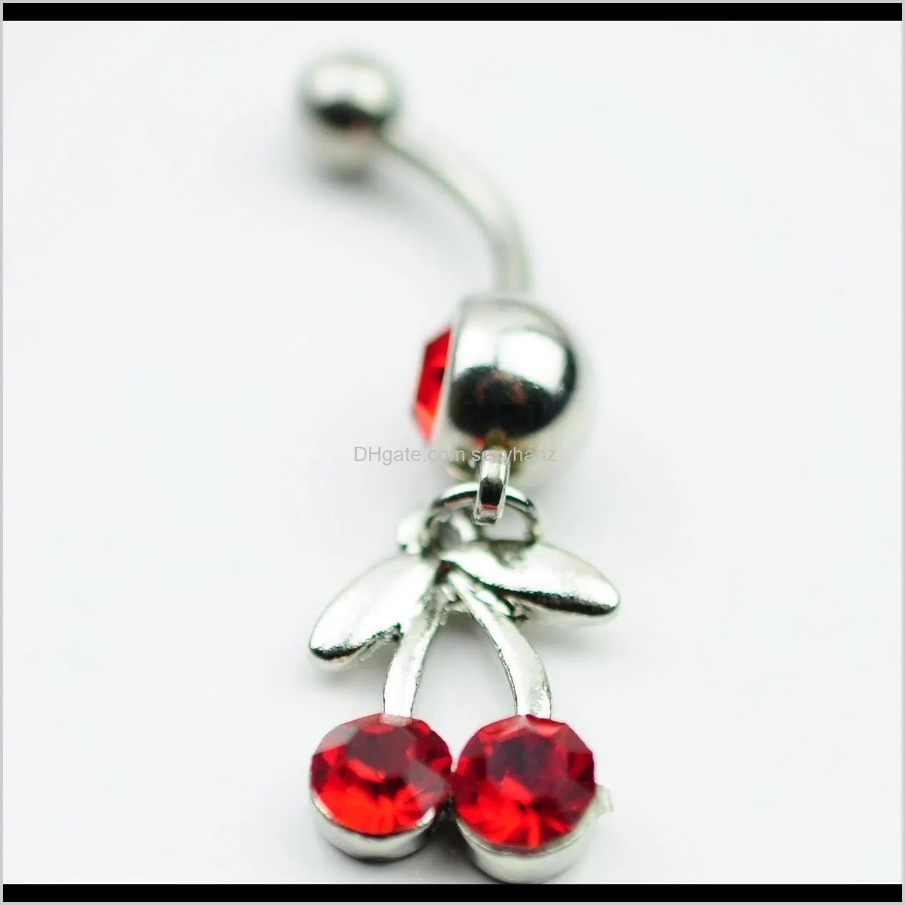 d0094 ( 1 color ) red color styl belly ring belly ring style cherry style rings body piercing jewelry dangle accessories fashion charm