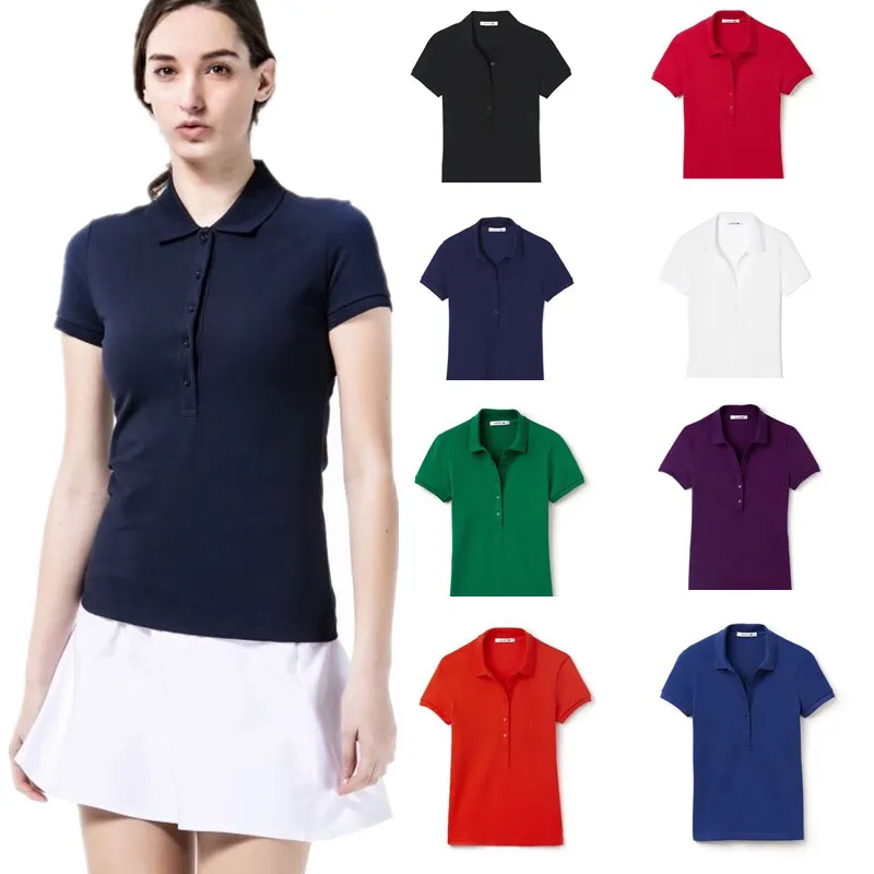 レディースポロシャツトップ刺繍半袖コットンジャージ販売衣類複数色アジアサイズフェミニン tシャツスリムフィットポロドレスシャツ高品質